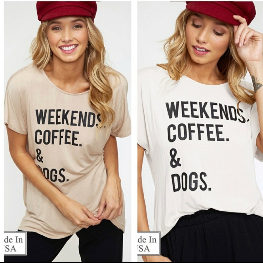SALE!🔥Weekend, Coffee & Dogs Black Graphic Tee